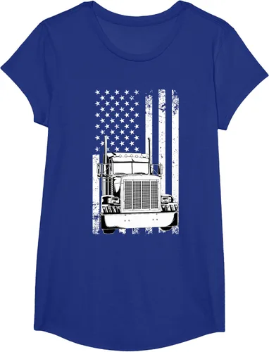 Vista 58 de Camión conductor bandera americana camionero vintage hombres mujeres regalo camiseta