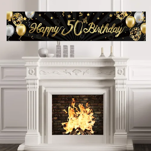 Vista 11 de Cartel de feliz cumpleaños 30 para hombres y mujeres, letrero de 30 años de edad de oro y negro con purpurina, suministros de decoración de fiesta