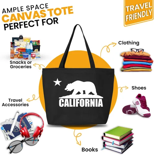 Vista 4 de shop4ever Cali White Bear - Bolsa de compras reutilizable con cremallera y cremallera