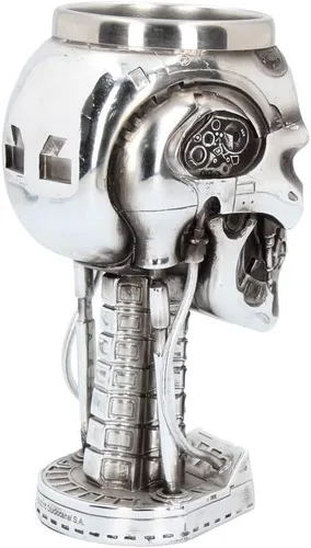 Vista 5 de Nemesis Now Terminator Head Goblet 6.7 in Plata, Resina con Inserto de Acero Inoxidable