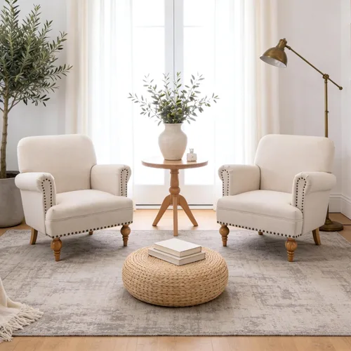 Vista 5 de DM Furnitue - Silla de acento moderna, sillas de brazo cómodas, silla de salón tapizada cómoda, sofá individual/sofá para dormitorio/sala de estar