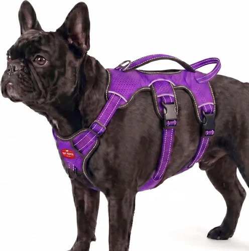 Vista 18 de Tuff Pupper Arnés para perro sin escape a prueba de escape, arnés ajustable de 5 puntos para perros, arneses acolchados para perros, arneses