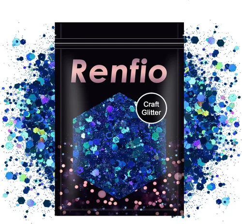Vista 20 de Renfio Purpurina gruesa negra, 100 g (3.5 oz) mezcla de polvo fino brillante con lentejuelas iridiscentes para el rostro, purpurina para Halloween