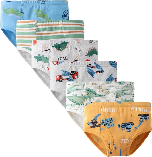 Vista 17 de Boboking - Calzoncillos 100% de algodón, para niños pequeños, ropa interior suave, con diseño de dinosaurios y de camiones