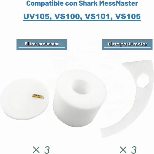 Vista 2 de VS100 VS101 VX101 VX102 Filtro de repuesto para aspiradora Shark MessMaster