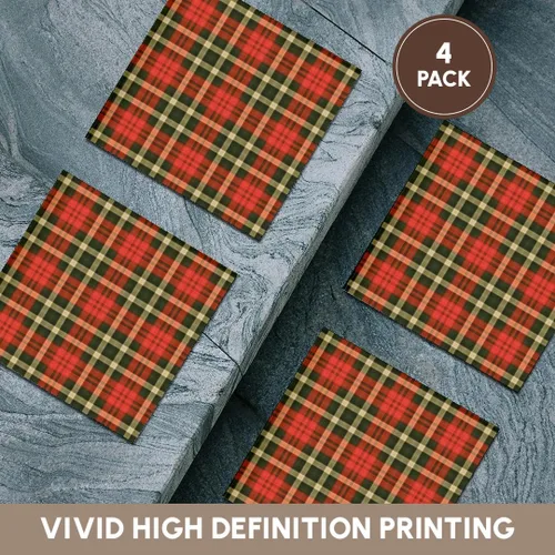 Vista 6 de 3dRose Larger Country Red n Green Plaid Set of 4 Ceramic Tile Coasters