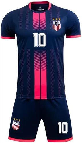 Vista 7 de Casmyd Camiseta de fútbol de EE. UU. + pantalones cortos para hombre, copa mundial #10 Puli'sic de fútbol americano, kit de camisetas para fanáticos