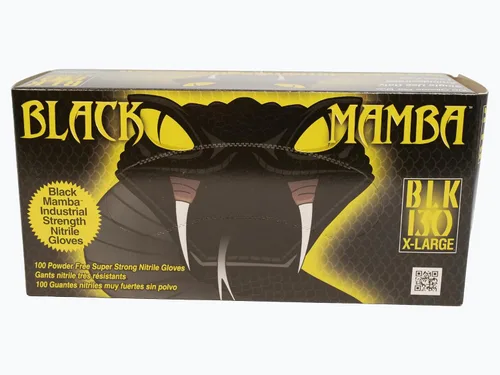 Vista 8 de Caja de 100 guantes Black Mamba de nitrilo negro, muy resistentes