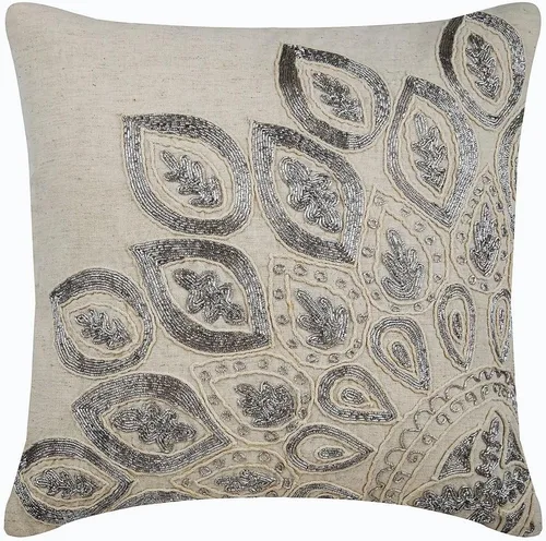 Vista 14 de The HomeCentric Fundas de almohada decorativas beige de 12 x 12 pulgadas (11.8 x 11.8 in), encaje de yute y almohadas marroquíes para sofá
