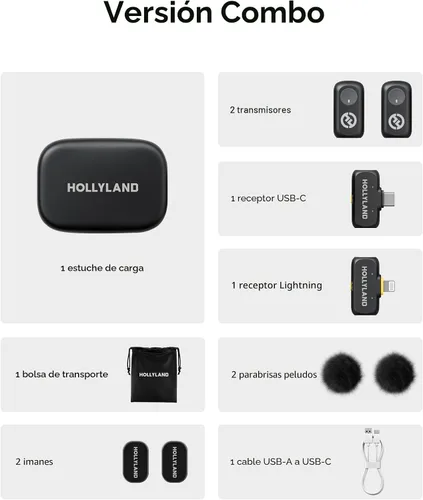 Vista 9 de Micrófono inalámbrico Hollyland Lark A1 Mini para iPhone y Android, 48kHz/24-bit, Cancelación Inteligente de Ruido de 3 Niveles, Micrófono para Negro