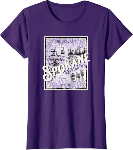 Vista 8 de Camiseta vintage Spokane Washington The Lilac City Carousel Waterfall, Negro