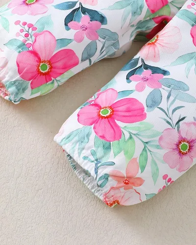 Vista 40 de SUNNY PIGGY Ropa para bebé recién nacida, con volantes, mameluco de algodón floral, conjunto de pantalones de algodón para niñas