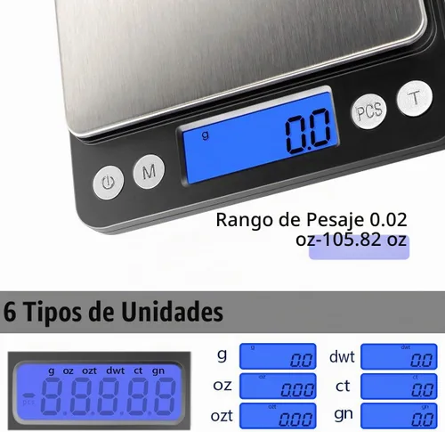 Vista 2 de Fuzion Báscula de gramos pequeña de 105.82 oz, báscula digital de alimentos Negro