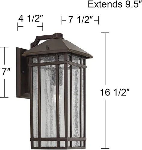 Vista 4 de Kathy Ireland Sierra Craftsman - Lámpara de pared rústica de 16 1/2 pulgadas de alto para exteriores, para porche, casa, exterior, faroles, juego