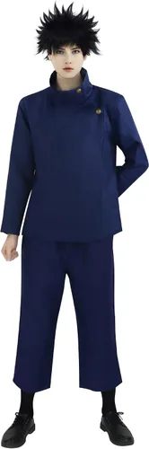Vista 3 de C-ZOFEK Disfraz de cosplay de Megumi Fushiguro para hombre, talla de EE. UU., chaqueta de cuello alto, pantalones, trajes de anime