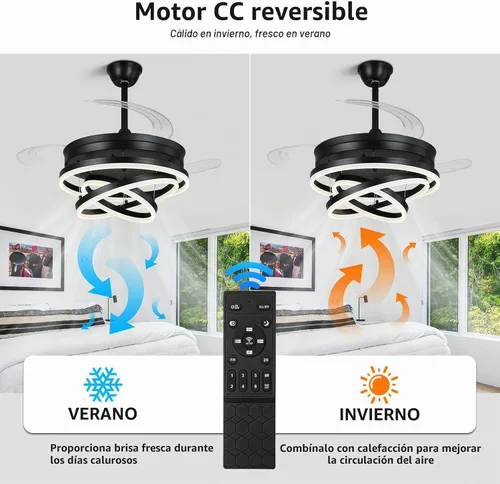 Vista 5 de Ventilador de techo retráctil, ventiladores de techo tipo araña de 42 pulgadas con luz, ventilador de techo moderno tipo araña para dormitorio, sala