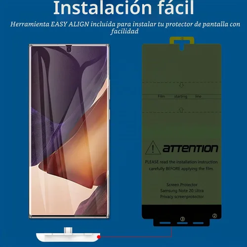 Vista 4 de LYWHL Protector de pantalla de privacidad para Samsung Note 20 Ultra, compatible con identificación de huellas dactilares, película flexible