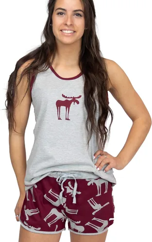 Vista 7 de Lazy One - Pijamas a juego para mujer, lindo conjunto de shorts y camiseta sin mangas, pijamas de verano Oso en Am