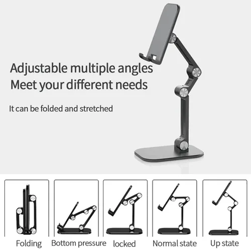 Vista 6 de GARASANI Soporte de teléfono celular ajustable en altura en ángulo, soporte universal para teléfono de escritorio, soporte para tableta, soporte