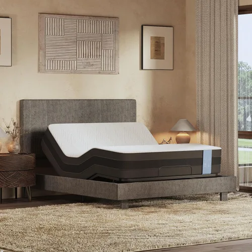 Vista 12 de FLEXISPOT Cama ajustable todo en uno Queen con colchón de espuma viscoelástica de gel refrescante de 10 pulgadas, marco de cama tapizado