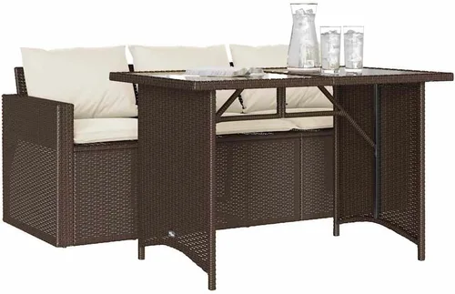 Vista 3 de 3-Seater Outdoor PE Rattan Sofa for Garden Patio, Brown