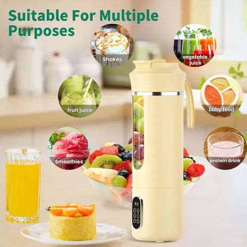 Vista 2 de Licuadora inalámbrica portátil, pequeño exprimidor recargable, mini licuadora personal para batidos y batidos, con función de limpieza automática