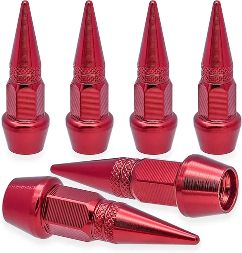 Vista 10 de 4 piezas de tapas de válvula de neumático con estilo púas, cubiertas de válvula de neumático universales de aleación de aluminio a prueba de polvo