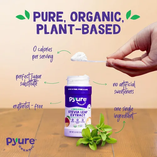 Vista 4 de Pyure Polvo de Extracto de Estevia Orgánico, 100% Extracto Puro de Hoja de Estevia, Sin Rellenos, Sin Azúcar, Apto para Keto, Paleo, Diabéticos