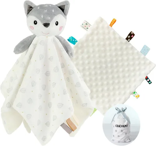 Vista 41 de CREVENT Manta de seguridad facial de animales de felpa suave para niños y niñas, gran regalo para cumpleaños, baby shower (perro azul + etiqueta)