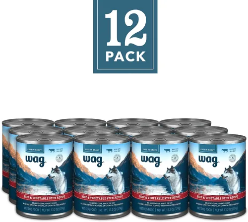 Vista 2 de Marca de Amazon - Wag Stew - Comida para perros enlatada, receta de carne de res y vegetales, lata de 13.2 onzas (paquete de 12)