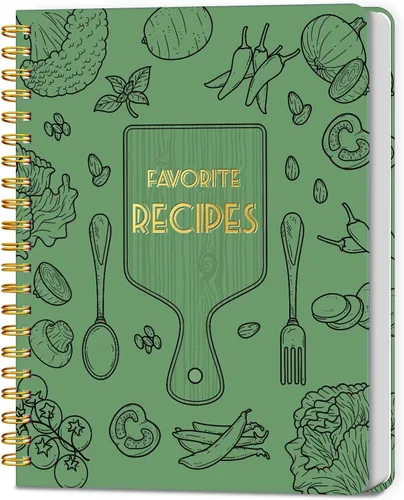 Vista 11 de LuBudingJoy Libro de recetas en blanco para escribir en tus propias recetas, organizador de recetas personal de tapa dura de página completa, diario