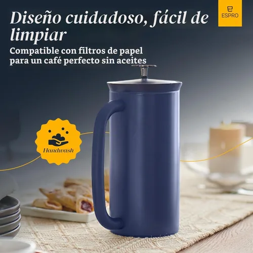 Vista 7 de ESPRO P7 Prensa francesa, 18 onzas, azul envejecimiento, cafetera de acero inoxidable Azul (Aegean Blue)