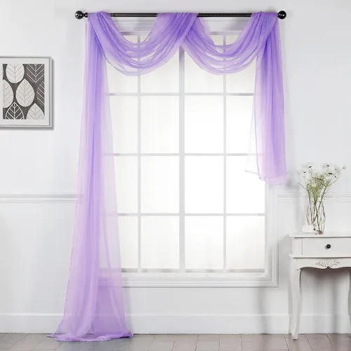 Vista 13 de Interior Trends Cenefa multiusos de gasa transparente con dobladillo completo para ventana o evento