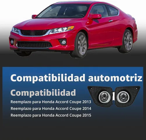Vista 5 de Silscvtt 2 piezas de montaje de luces antiniebla de repuesto para Accord Coupe 2013-2015, lentes transparentes con bombillas y biseles, luz