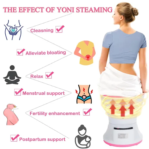 Vista 5 de Yoni - Kit de vapor, asiento de vapor inteligente con cojín y hierbas humeantes (20 bolsas), kit V Steam at Home Steam Pot para mujeres, salud