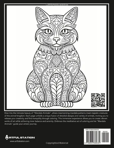 Vista 2 de Mandala Animals Adult Coloring Book of Mandala Animal Designs, Featuring Wildlife, Exotic Animals, Dogs, Cats, and More, Inspiring Mindfulness