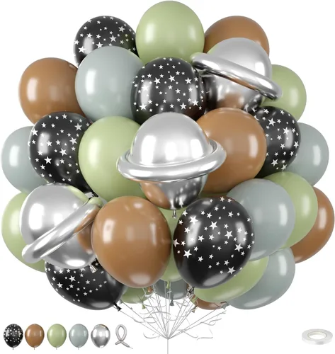 Vista 23 de Globos azules y negros, 35 unidades, globos de látex azul oscuro, negro y plateado con confeti plateado para cumpleaños, baby shower, bodas