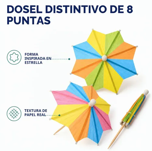 Vista 3 de ALINK 144 - Paraguas octogonales para bebidas, 4 pulgadas