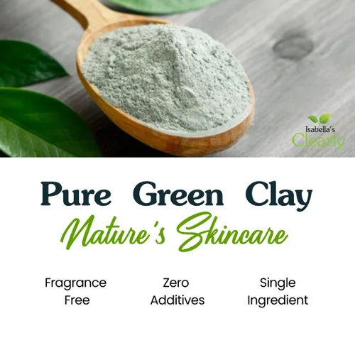 Vista 3 de Clearly CLAY, limpieza profunda de poros, máscara facial suavizante de la piel, polvo de arcilla verde francesa 100% pura para acné, puntos negros
