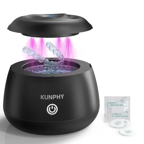 Vista 10 de KUNPHY Máquina Limpiadora Ultrasónica de Retenedores 2026, Cápsula de Limpieza Dental de 48 kHz para Brackets, Protector Nocturno, Protector Bucal