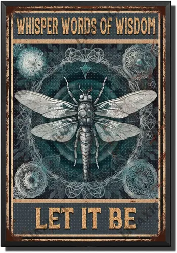 Vista 19 de LIUAXICIA Letreros divertidos de metal con texto en inglés «Into The Forest I go to Lose My Mind and Free My Soul Dragonfly», decoración de pared