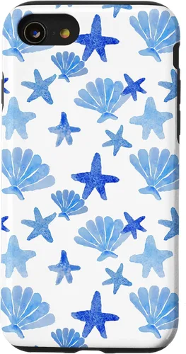 Vista 18 de Funda para iPhone 16 Coastal Nieta Azul Preppy Shells Estrellas de mar Océano Lindo Caso