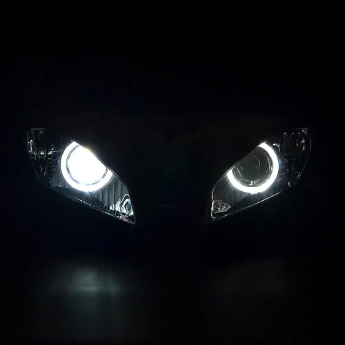 Vista 6 de Conjunto de faros LED Angel Demon Eyes HID Bombilla para Yamaha YZF R6 2008-2014 (blanco y azul)