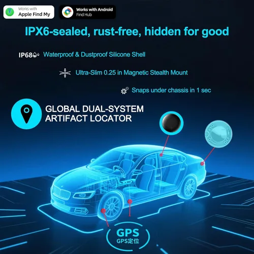 Vista 5 de Dispositivo de seguimiento de automóviles sin suscripción: (iOS y Android) Fuerte magnético, sin tarifa mensual, impermeable, batería de 365 días