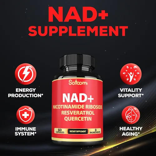 Vista 5 de Satoomi Suplemento NAD con nicotinamida ribósido NR, resveratrol, quercetina - 60 unidades - 30 días