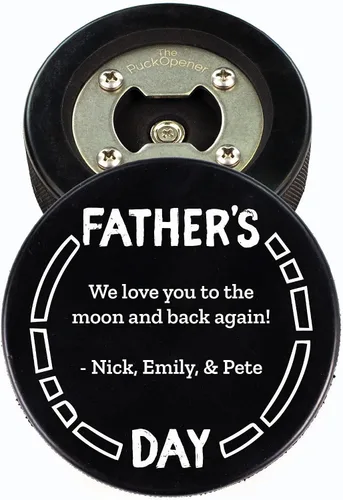 Vista 8 de Abridor de botellas de hockey para el Día del Padre, regalo personalizado impreso para el mejor papá, tamaño oficial, diseño personalizado de Thanks