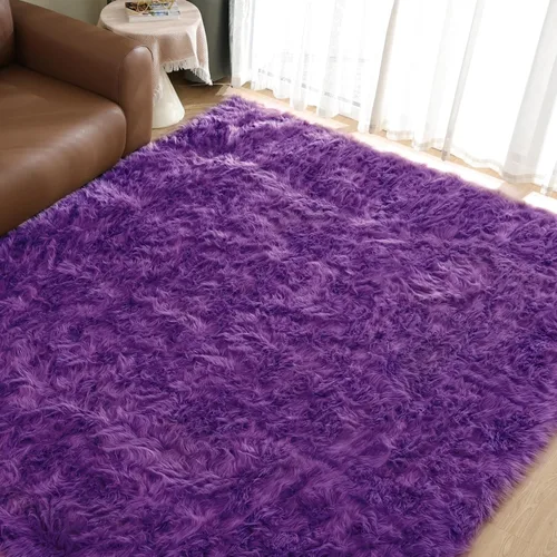 Vista 77 de Goolela Alfombra esponjosa de piel sintética para dormitorio, color marrón claro beige, 2 x 3 pies, alfombra de piel de oveja peluda y difusa