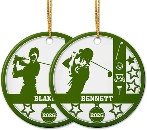 Vista 17 de Adorno de cerámica para jugador de bádminton, regalo para hombres y mujeres, adorno de cerámica personalizado para Navidad 2025, adorno para amantes