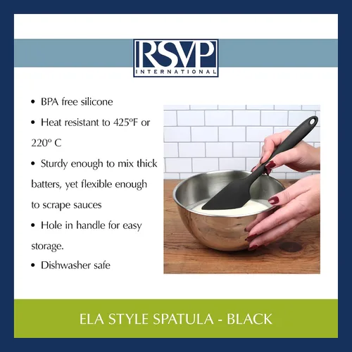 Vista 6 de RSVP International (ESP-WH) - Espátula de silicona favorita de Ela, negro, 11 pulgadas, silicona sin BPA, para raspar, voltear huevos, pasteles