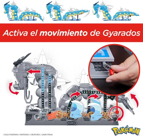 Vista 5 de MEGA Pokémon Set de Juguetes de Construcción, Gyarados en Movimiento con 2186 Piezas, Boca y Cola en Movimiento, para Niños o Adultos Coleccionables